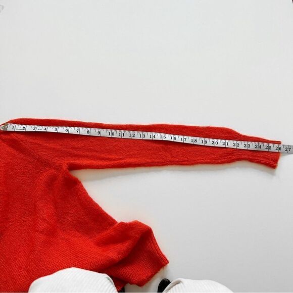 J. Crew Women Fall Season Orange Wynter Wool Mohair V-Neck Sweater Size XS - Picture 6 of 8